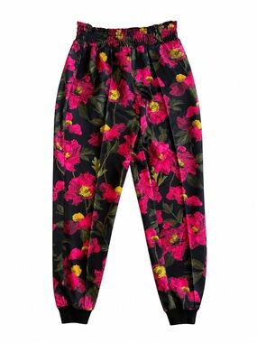Alice+Olivia Tokyo High-Tech Floral Joggers-California Hot Pink Poppy pants